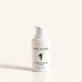 PREVERA Moisturizing Day Cream with Hyaluronic Acid in a white pump bottle on a soft ivory background.